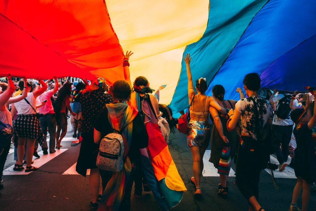 LGBTQ flag parade support